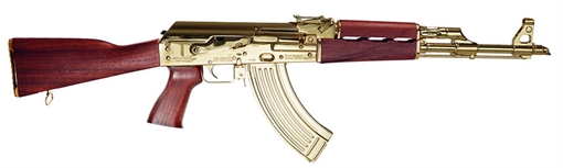 ZASTAVA ARMS ZPAPM70 AK RIFLE SERBIAN RED FURNITURE 24K GOLD PLATING 16.5IN CHROME LINED BARREL 1.5MM RECEIVER BULDGED TRUNNION 30RD ZR7762SRGL